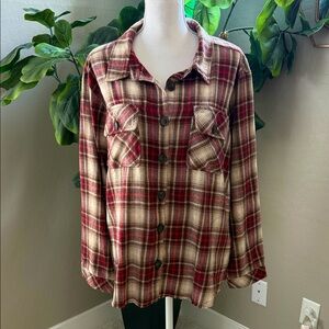 Democracy Red Plaid Button-Up Shirt